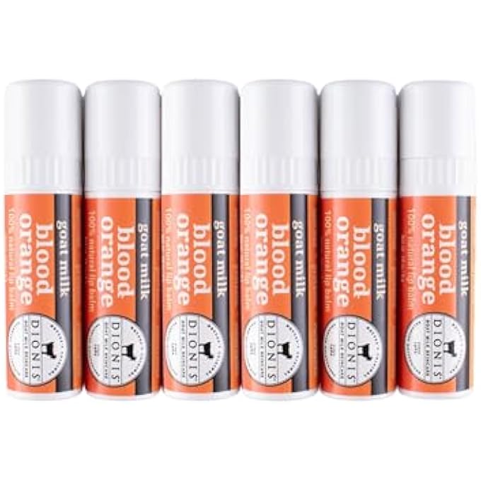 Dionis - GOAT MILK SKINCARE SCENTED LIP BALM - SET OF 6 (0.28 OZ) - MADE IN THE USA - CRUELTY-FREE AND PARABEN-FREE (BLOOD ORANGE) - Image 1